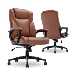 Serta Hannah II Ergonomic Bonded Leather Swivel Executive Chair, Cognac (43672H)