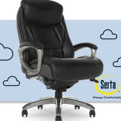 Serta Launtner Bonded Leather Executive Office Chair with Smart Layers Technology, Opportunity Gray/Black (44942A)