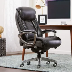 Serta Launtner Bonded Leather Executive Office Chair with Smart Layers Technology, Opportunity Gray/Black (44942A)