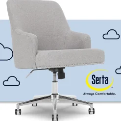 Serta Leighton Fabric Home Office Chair, Light Gray (48371)