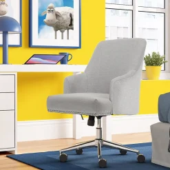 Serta Leighton Fabric Home Office Chair, Light Gray (48371)