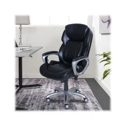 Serta My Fit Ergonomic Bonded Leather Swivel Executive Chair, Black (CHR100014)