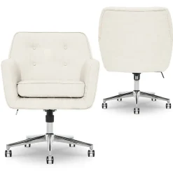 Serta Style Ashland Fabric Swivel Computer and Desk Chair, Ivory (48372)