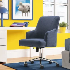 Serta Style Leighton Fabric Fabric Swivel Computer and Desk Chair, Blue (47925A)