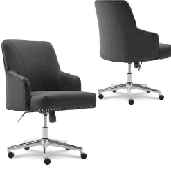 Serta Style Leighton Fabric Swivel Home Office Chair, Graphite (47925B)