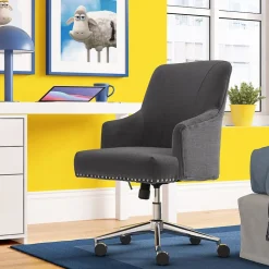 Serta Style Leighton Fabric Swivel Home Office Chair, Graphite (47925B)