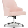 Serta Style Leighton Fabric Swivel Home Office Chair, Blush Pink (47925C)