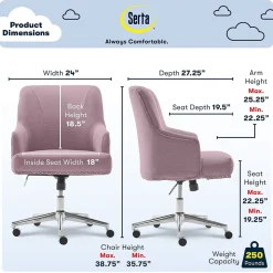 Serta Style Leighton Fabric Swivel Home Office Chair, Lilac (47925D)