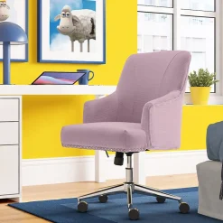 Serta Style Leighton Fabric Swivel Home Office Chair, Lilac (47925D)