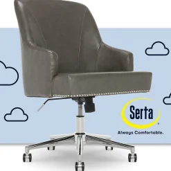 Serta Style Leighton Faux Leather Swivel Home Office Chair, Gray (47925G)