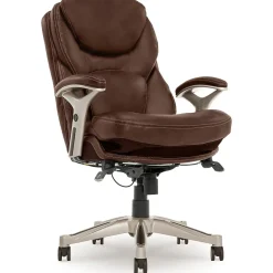 Serta Works Ergonomic Faux Leather Swivel Executive Chair with Back in Motion Technology, Chestnut (44186B)
