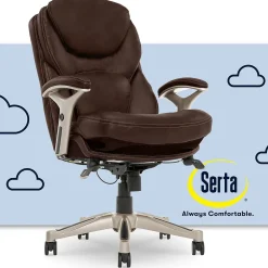 Serta Works Ergonomic Faux Leather Swivel Executive Chair with Back in Motion Technology, Chestnut (44186B)