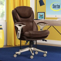 Serta Works Ergonomic Faux Leather Swivel Executive Chair with Back in Motion Technology, Chestnut (44186B)