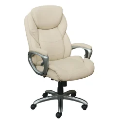 Serta Works My Fit Ergonomic Bonded Leather Swivel Executive Chair, Ivory (48098A)