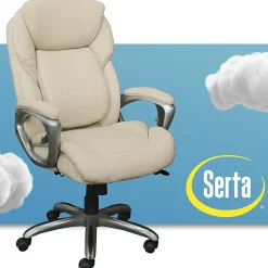 Serta Works My Fit Ergonomic Bonded Leather Swivel Executive Chair, Ivory (48097A)