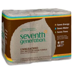 Seventh Generation Recycled Paper Towels, 2-ply, 120 Sheets/Roll, 6 Rolls/Pack (13737PK)