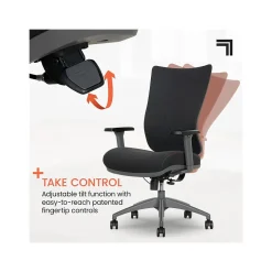 Sharper Image Revive Shiatsu Ergonomic Mesh Swivel Massage Chair, Black (60097-BLK)