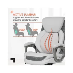 Sharper Image S-600 Active Lumbar Ergonomic Bonded Leather Swivel Executive Massage Chair, Off-White (60098-OWHT)