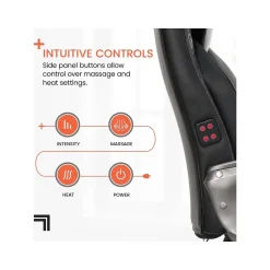 Sharper Image S-600 Active Lumbar Ergonomic Bonded Leather Swivel Executive Massage Chair, Black (60098-BLK)