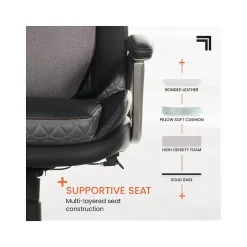 Sharper Image S-600 Active Lumbar Ergonomic Bonded Leather Swivel Executive Massage Chair, Black (60098-BLK)