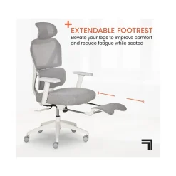 Sharper Image S-850 Ergonomic Mesh Swivel Computer and Desk Chair, Light Gray/White (60106-LGRYWHT)