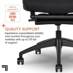 Sharper Image S850 Ergonomic Mesh Swivel Massage with Heat Executive Task Chair with Footrest, Black (60106-BLK)