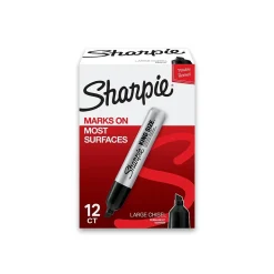 Sharpie King Size Tank Permanent Marker, Chisel Tip, Black, 12/Pack (15001A)