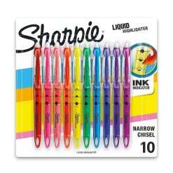 Sharpie Liquid Highlighter, Chisel Tip, Assorted, 10/Pack (24415PP)