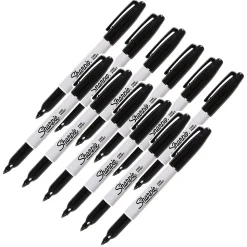 Sharpie Permanent Marker, Fine Point, Black, 12/Pack (SAN30001-12)
