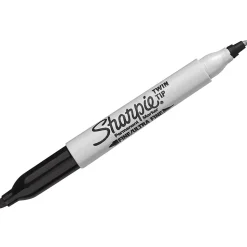 Sharpie Permanent Marker, Twin Tip, Black Ink, 2/Pack (32162)