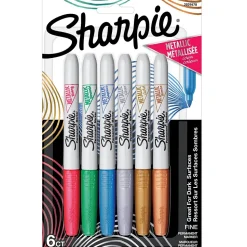 Sharpie Permanent Markers, Fine Tip, Assorted Metallic, 6/Pack (2029678)