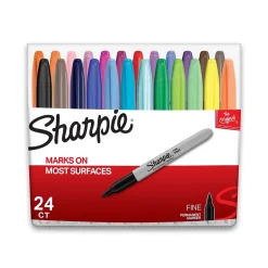 Sharpie Permanent Markers, Fine Tip, Assorted, 24/Pack (75846)