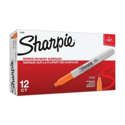 Sharpie Permanent Markers, Fine Tip, Orange, 12/Pack (30006)