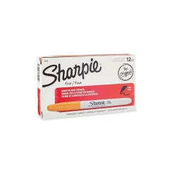 Sharpie Permanent Markers, Fine Tip, Orange, 12/Pack (30006)