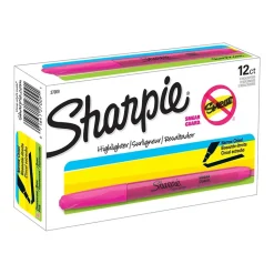 Sharpie Pocket Stick Highlighters, Chisel Tip, Flourescent Pink, Dozen (27009)