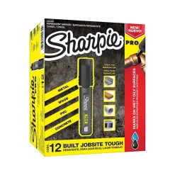 Sharpie PRO Permanent Markers, Chisel Tip, Black, 12/Pack (2018326A)