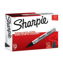 Sharpie PRO Permanent Markers, Chisel Tip, Black, 12/Pack (1794224)