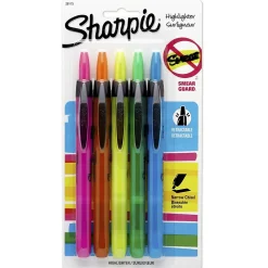 Sharpie Retractable Highlighter, Chisel Tip, Assorted, 5/Pack (28175PP)