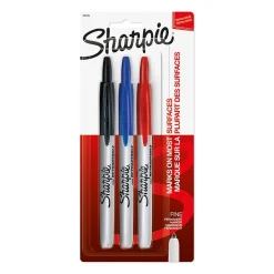 Sharpie Retractable Permanent Markers, Fine Tip, Assorted, 3/Pack (32726)