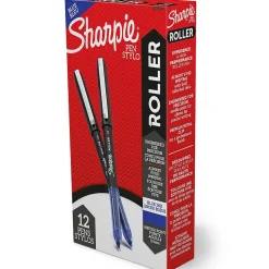 Sharpie Rollerball Pens, 0.5 mm, Needle Point Precision, Blue Ink, Dozen (2093199)