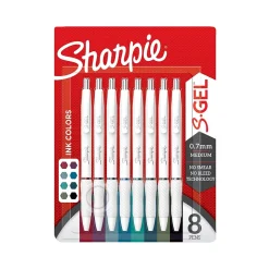 Sharpie S Gel Retractable Gel Pen, Medium Point, 0.7mm, Assorted Ink, 8/Pack (2208551)