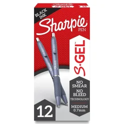 Sharpie S-Gel Retractable Gel Pen, Medium Point, Black Ink, Dozen (2126232)