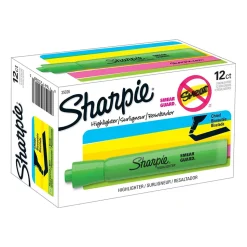 Sharpie Tank Highlighter, Chisel Tip, Fluorescent Green, Dozen (25026)