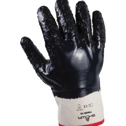 SHOWA® 7166R Cotton Liner Nitrile Coated Nitrile Work Gloves, Blue, 12/Pack