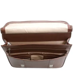 Siamod MANAROLA, SIGNORINI, Oil Pull-Up Leather, Double Compartment Laptop Briefcase, Cognac (25594)