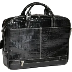Siamod MONTEROSSO, IGNOTO, Embossed Crocco Leather, Large Ladies Laptop Briefcase, Black (35515)