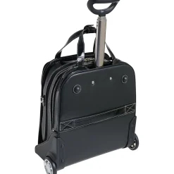 Siamod MONTEROSSO, NOVEMBRE, Embossed Crocco Leather, Ladies Patented Detachable -Wheeled Laptop Briefcase, Black (35325)