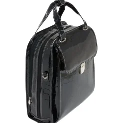 Siamod MONTEROSSO, NOVEMBRE, Embossed Crocco Leather, Ladies Patented Detachable -Wheeled Laptop Briefcase, Black (35325)