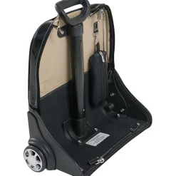 Siamod MONTEROSSO, NOVEMBRE, Embossed Crocco Leather, Ladies Patented Detachable -Wheeled Laptop Briefcase, Black (35325)