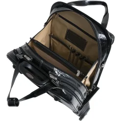 Siamod MONTEROSSO, NOVEMBRE, Embossed Crocco Leather, Ladies Patented Detachable -Wheeled Laptop Briefcase, Black (35325)